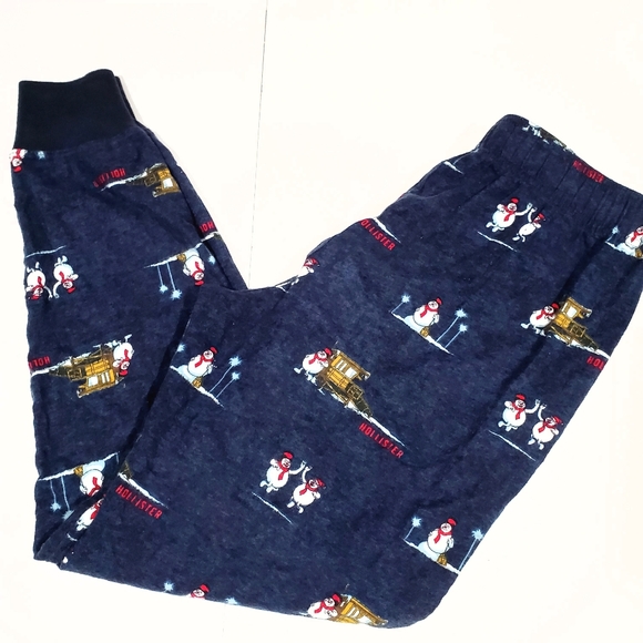 Hollister CA Navy Snowman Winter Print Sleep Pajama Jogger Pants Size XS EUC - Picture 4 of 16